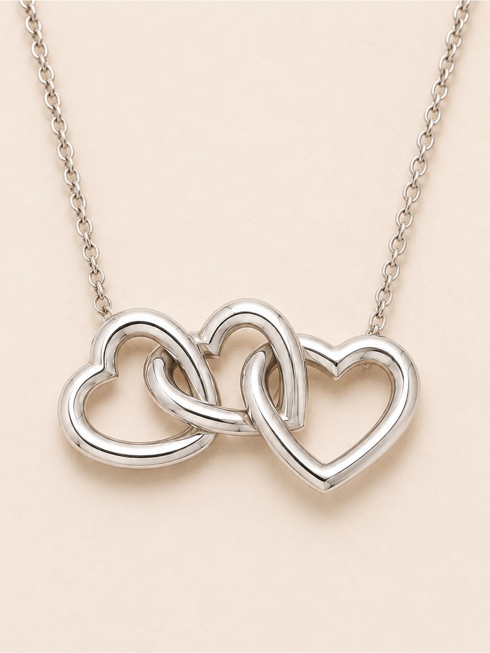 Tiffany & Co Triple Open Heart 925 Silver Necklace 16”